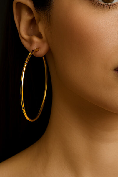 Shoprica Minimal & Şık: Altın Sarısı Büyük Halka Küpe