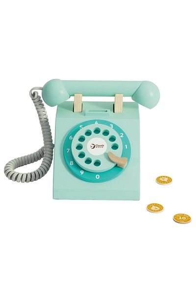 Classic World Telefon fix din lemn pentru copii, Classic World, 3 ani+