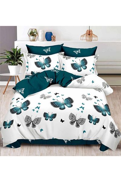 CHIRASO FINE Cotton Bedding Set, ELASTIC Sheet 180x200+25cm, Duvet Cover 200x230cm 4 Pillowcases