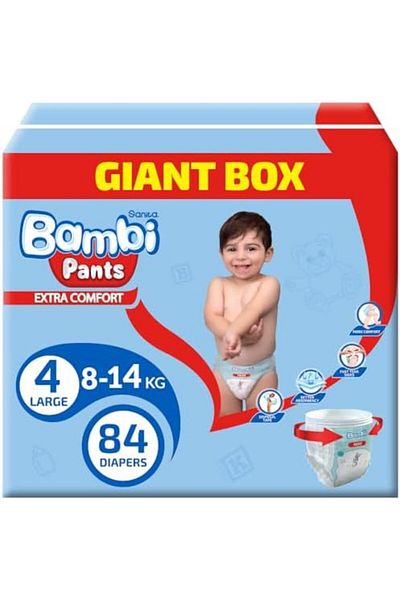 Sanita Bambi Pants GIANT Box Size 4, Large 8-14 KG, 84 Count