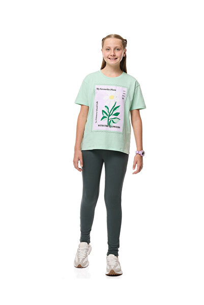 R&B بنطلون محبوك أخضر للبنات من عمر 8 إلى 16 سنة