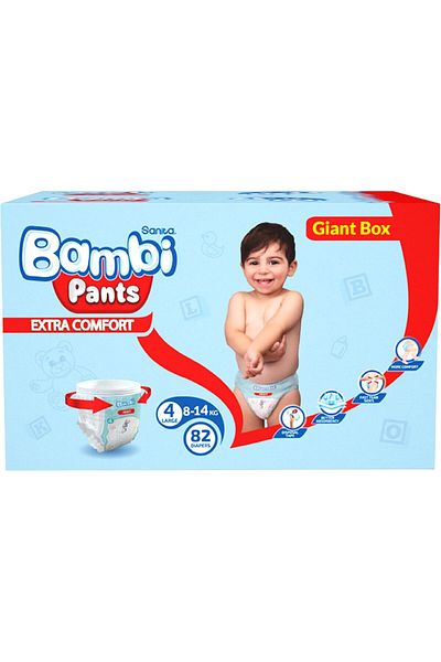 Sanita Bambi Pants GIANT Box Size 4, Large 8-14 KG, 84 Count