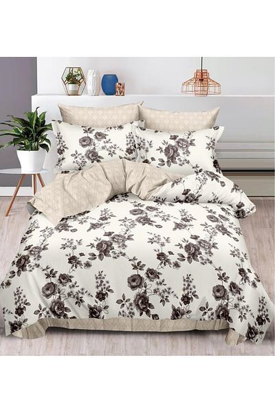 CHIRASO FINE Cotton Bedding Set, ELASTIC Sheet 180x200+25cm, Duvet Cover 200x230cm 4 Pillowcases