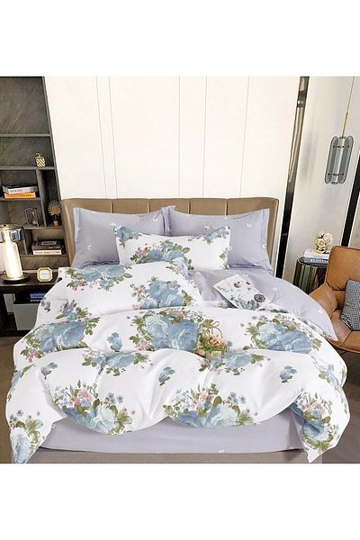 CHIRASO FINE Cotton Bedding Set, ELASTIC Sheet 180x200+25cm, Duvet Cover 200x230cm 4 Pillowcases