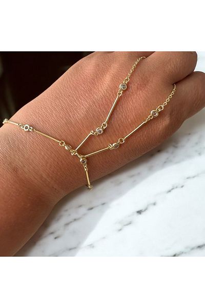 ALS Tasarım Dünyası Women's Gold Color Steel Shahmeran with White Crystal Stones