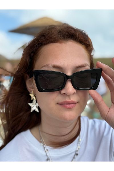 Ferrucci Black Cat Eye Framed Black Glass Brand Model Polarized Women's Sunglasses 2