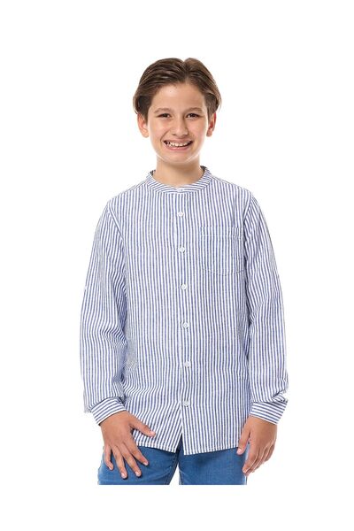 R&B قميص أزرق للأولاد من عمر 8 إلى 16 سنة