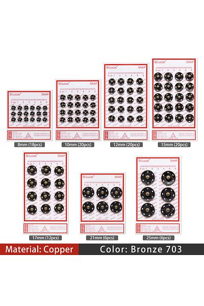 Choice 25mm(6sets) Bronze703 St Lucas Brass Metal Snap Button DIY Doll Clothes Metal Invisible Snap Buckle