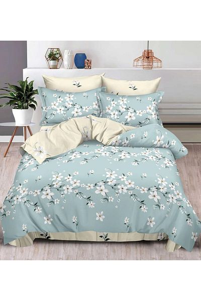 CHIRASO FINE Cotton Bedding Set, ELASTIC Sheet 180x200+25cm, Duvet Cover 200x230cm 4 Pillowcases