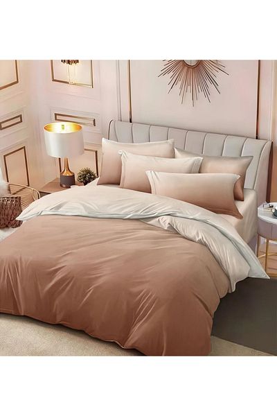 CHIRASO FINE Cotton Bedding Set, ELASTIC Sheet 180x200+25cm, Duvet Cover 200x230cm 4 Pillowcases