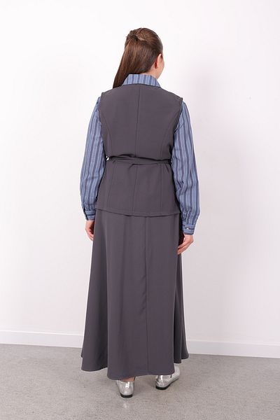 Linvey Women's Stylish Comfortable Fit Linda Crepe Fabric Triple Suit Shirt Vest Skirt
