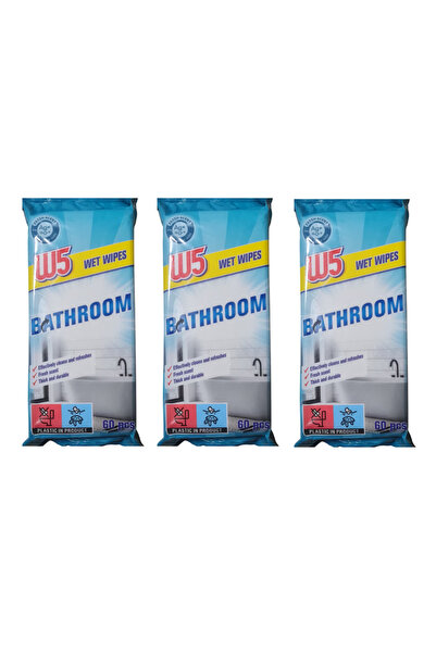 W5 Servetele Umede pentru Curatarea Suprafetelor din Baie W5, 3 x 60, 180 de ...