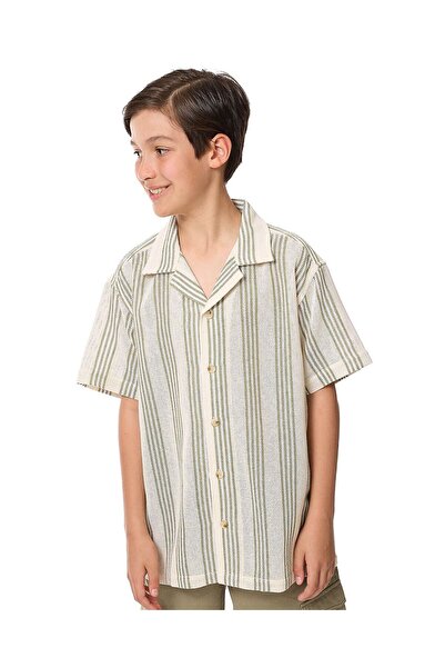 R&B قميص بيج للأولاد من عمر 8 إلى 16 سنة