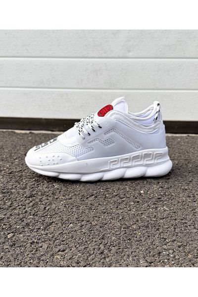 EXCLUSIVE STYLE Adidasi din piele ecologica albi - CHAIN