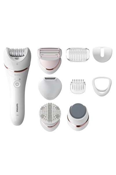 Philips Αποτριχωτική μηχανή BRE740/10 για υγρή και στεγνή αποτρίχωση, 9 αξεσουάρ, 32 τσιμπιδάκια, ασύρματη χρήση, 2 ρυθμίσεις ταχύτητας