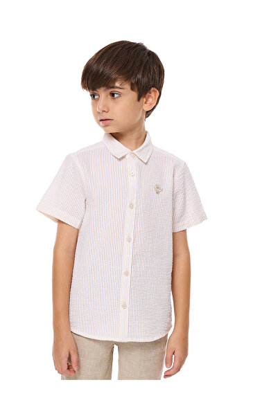 R&B قميص بيج للأولاد من عمر 2 إلى 8 سنوات