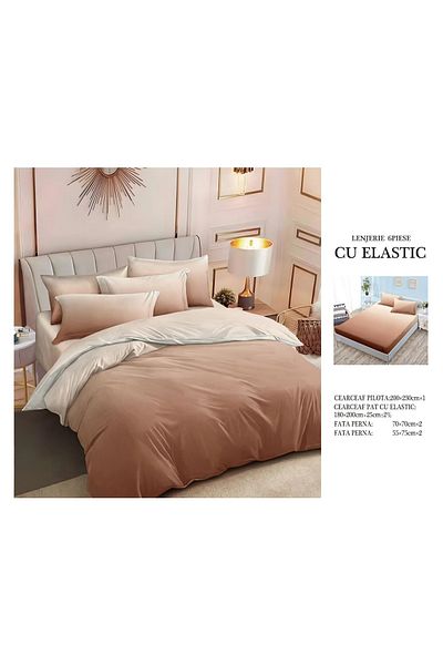 CHIRASO FINE Cotton Bedding Set, ELASTIC Sheet 180x200+25cm, Duvet Cover 200x230cm 4 Pillowcases