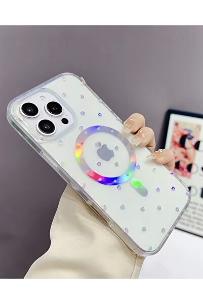 KILIF HOUSE Iphone 16 Pro Max Uyumlu Sert Şeffaf Hologramlı Magsafe Destekli ...