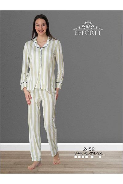 EM&FA TEKSTİL Long Sleeve Cotton Women's Pajama Set