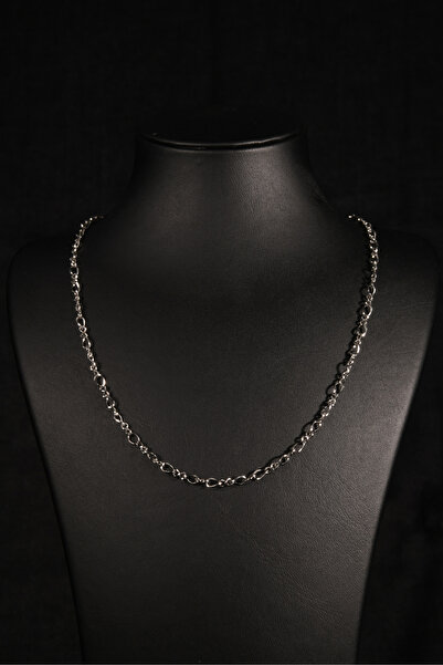 signoraerica Minimal 2 Küçük 1 Büyük Sıralı Halka Model Erkek Çelik Zincir Kolye 3mm