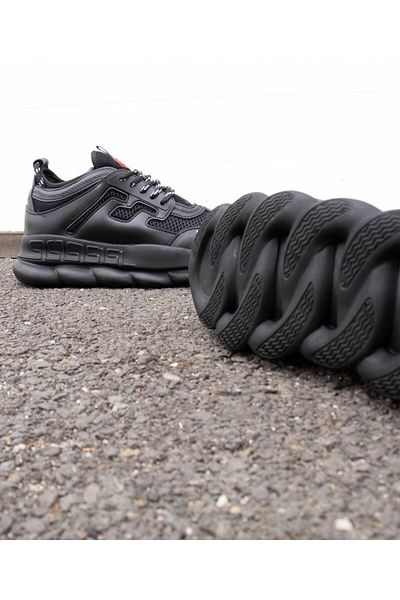 EXCLUSIVE STYLE Adidasi din piele ecologica neagra - CHAIN