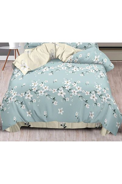 CHIRASO FINE Cotton Bedding Set, ELASTIC Sheet 180x200+25cm, Duvet Cover 200x230cm 4 Pillowcases