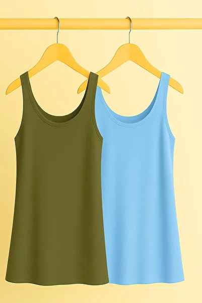 EFFE 2 Pieces A-Line Cotton Thick Strap Athlete T-Shirt