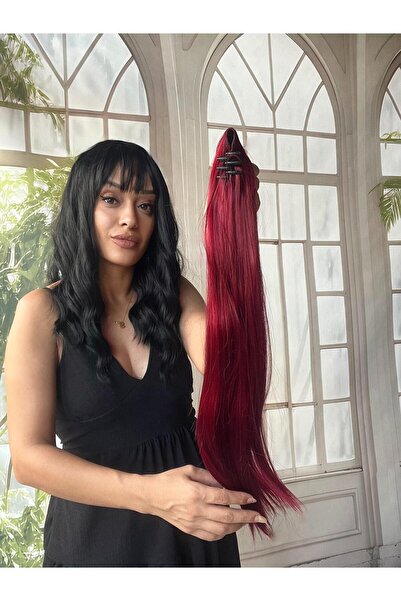 Suzan Peruk Kızıl Mandallı Tokalı AT kuyruğu Postiş