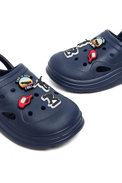 R&B Navy Blue BOYS CLOGS 32-37
