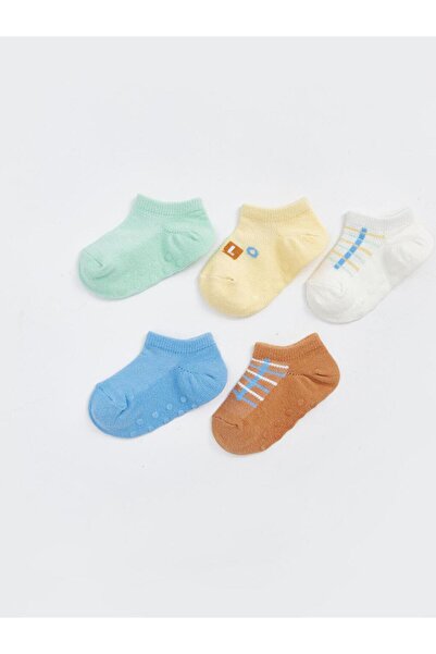 LC Waikiki Baby Yellow Striped Baby Boy Booties Socks 5 Pcs