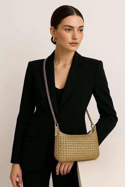 Handley Luxury Aurora Luxe – Gold Sparkling Knitted Bag