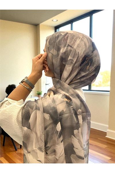 Baştacı Soft Flower 0348 Dark Stone Shawl