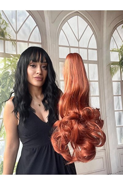 Suzan Peruk Bakır Mandallı Tokalı AT kuyruğu Postiş