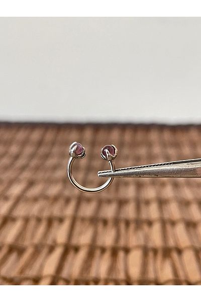 Rupen Kraft 316 L Surgical Steel Anti Allergic Tiger Eye Natural Stone Veil Model Ring Piercing 10mm X 1.2mm