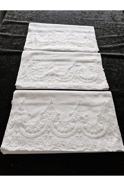 HMZ Textile Gift Gift with Gift Bobague Lace Hand Face Towel 3 Pcs