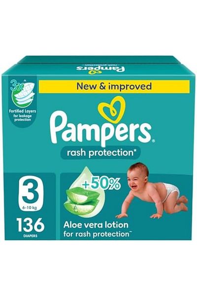 Pampers Rash Protection, Size 3, 6-10 kg, Giant Box, 136 Diapers