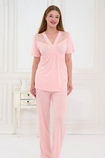 Emose 3-Piece Maternity Pajama Set with Lace and Morning Dress