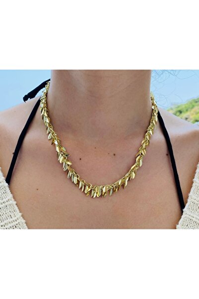 milayk Oval Sallantılı Kolye Gold