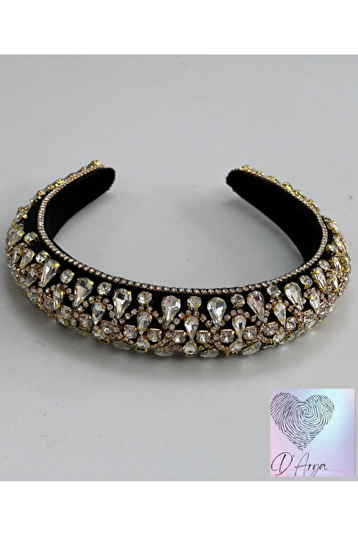 Darya Dd386 Handwork Crystal Stone Black Wide Crown Invitation Wedding Bachel...