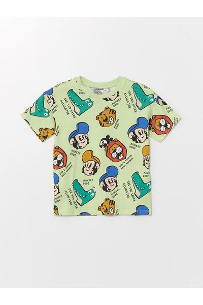 LC Waikiki Μπλουζάκι με εμπριμέ κοντό μανίκι με λαιμόκοψη για αγοράκι