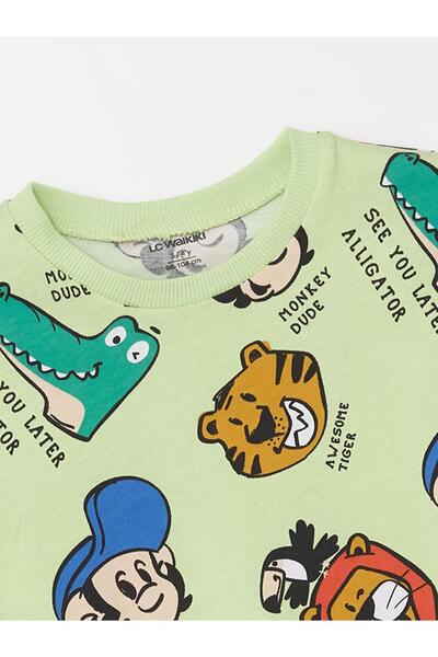 LC Waikiki Μπλουζάκι με εμπριμέ κοντό μανίκι με λαιμόκοψη για αγοράκι