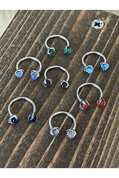 Rupen Kraft 316 l surgical steel anti allergic blue natural stone peçne model ring piercing 10mm x 1.2mm