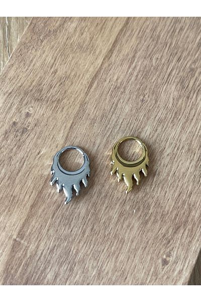 Rupen Kraft 316 L Surgical Steel Anti Allergic Flame Model Interlock Ring Piercing 8mm X 1.2mm