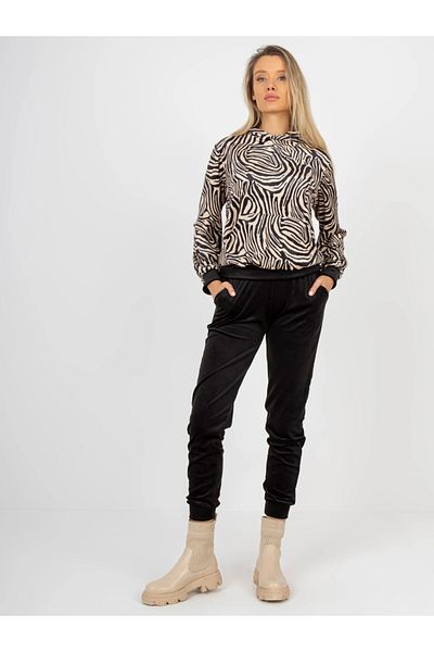 UniqueStore.ro Velvet Tracksuit With Zebra Print And Black Pants