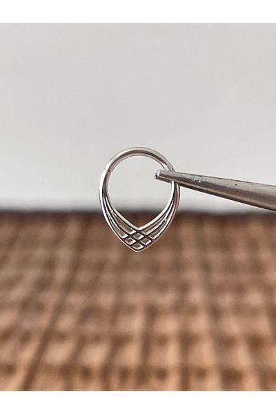Rupen Kraft 316 L Surgical Steel Anti Allergic Ring Pyramid Model Interlock Ring Piercing 8mm X 1.2mm