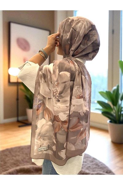Baştacı Soft Flower 0348 Mink Shawl
