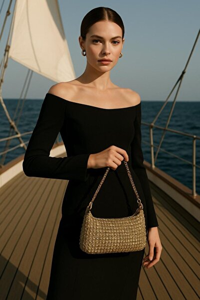 Handley Luxury Aurora Luxe – Gold Sparkling Knitted Bag