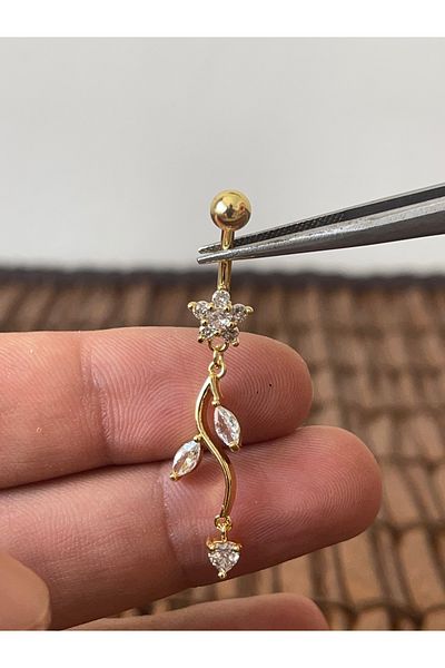 Rupen Kraft 316 l surgical steel anti allergic flower dangle marquise belly piercing