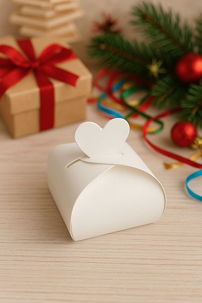 Emtory Home 100 Pieces of White Turkish Delight Box with Hearts - Mevlid Gift - Mevlid Delight - Candy Box - 1. Dough