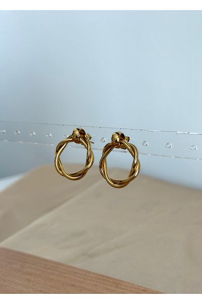 Home Sihra Accessories Steel Nail Closure Hoop Earrings Gold Color